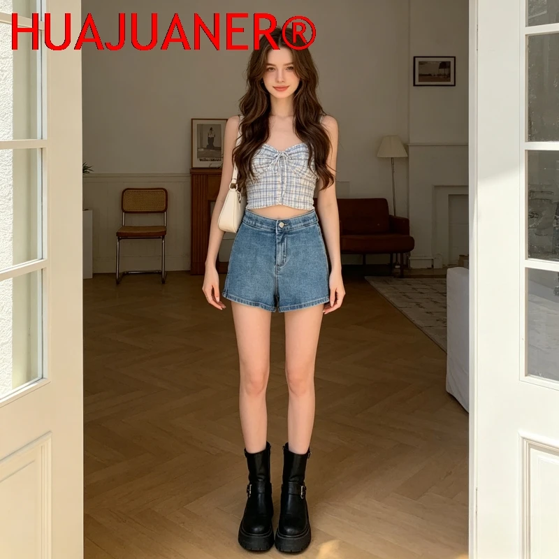 

Women Shorts Denim High Waist Jean Slim Fit Sexy Jeans Casual Pockets Spliced 2026 Summer Short Straight Pants Basics Denims