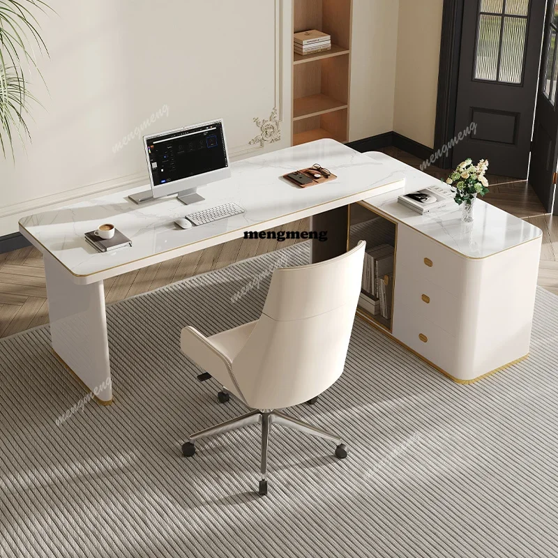 Hot sales L Shape Luxury Executive Desk Asthetic Drawers Drawers Bureaux Computer Desk Work Luxury Mesa De Escritorio Office Fur