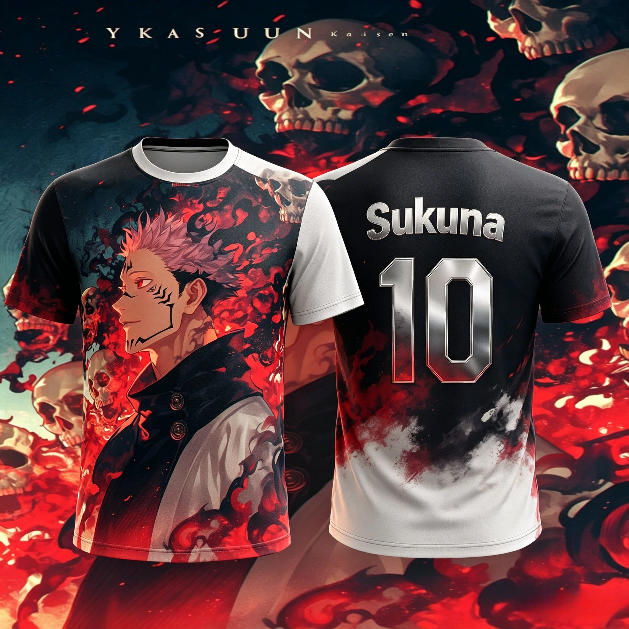 2026 Neu JUJUTSU KAISEN NO.10 NO.7 Ryomen Sukuna Anime T-Shirt für Erwachsene Herren 3D-gedrucktes Spezial-Fußballtrikot T-Shirt Kinder Y2k