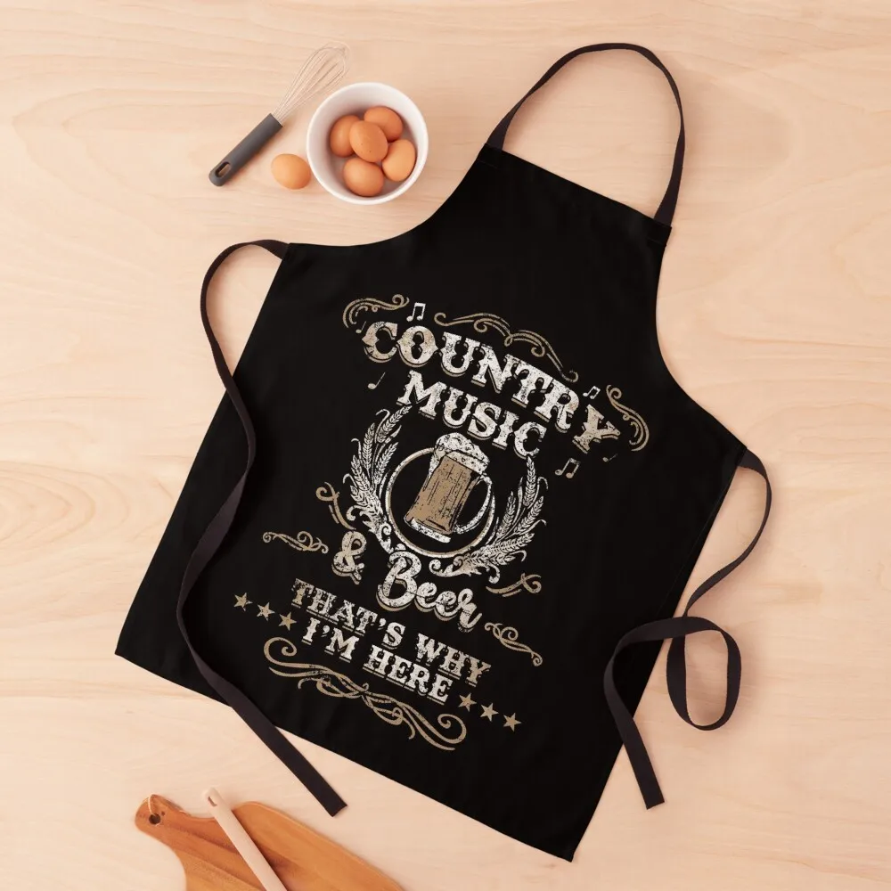 

Vintage Country Music and Beer That's Why I'm Here Legends Apron Household Items Useful Home Cleaning Apron