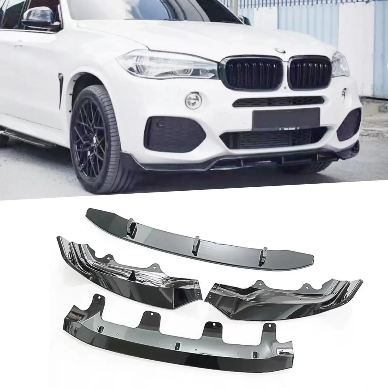 

Black Warrior 4-Segment Front Bumper Lip Splitter For BMW X5 F15 Sport 2014-2019 ABS Gloss Blank Front Spoiler Exterior Mod