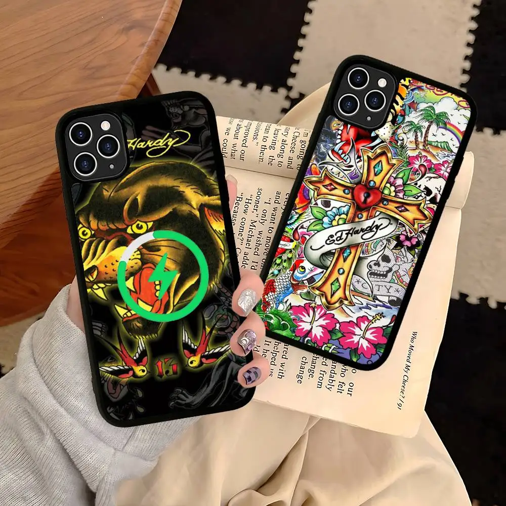 

Fashion E-Ed H-Hardy For Magsafe Magnetic Phone Case Wireless PC+TPU For IPhone 11 12 13 14 15 16 17 Pro Max Plus