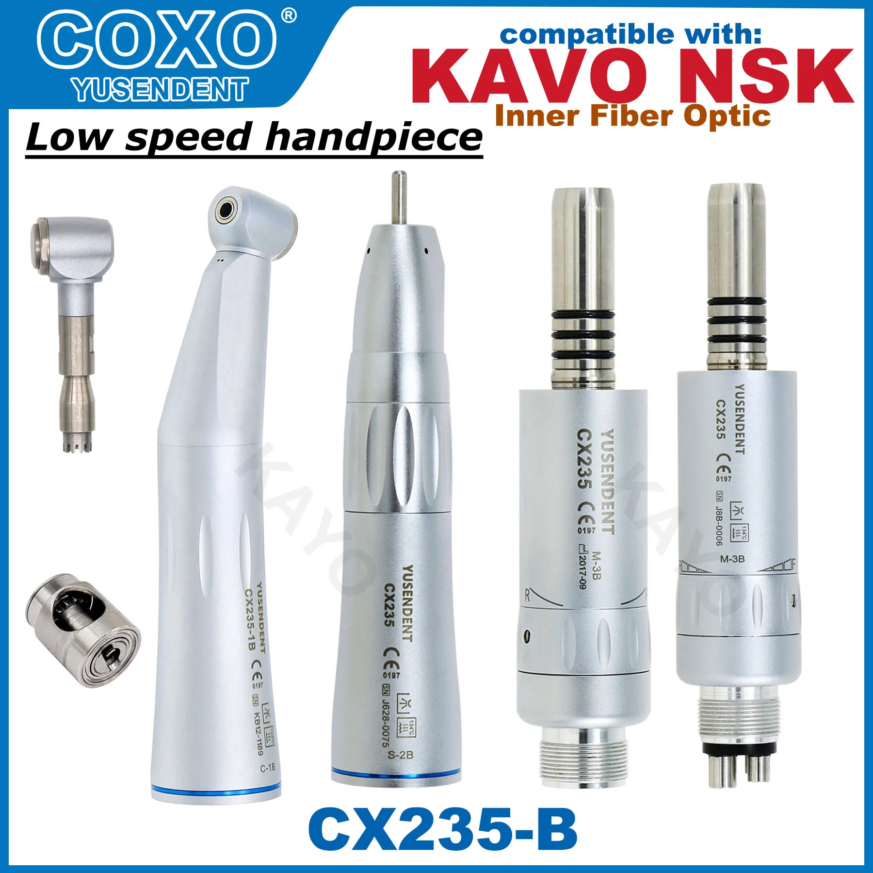 

COXO CX235 Dental Low Speed Handpiece Straight Angle Inner Channel Water Spray E Type Air Motor 2/4H Fit KAVO NSK Sirona WH