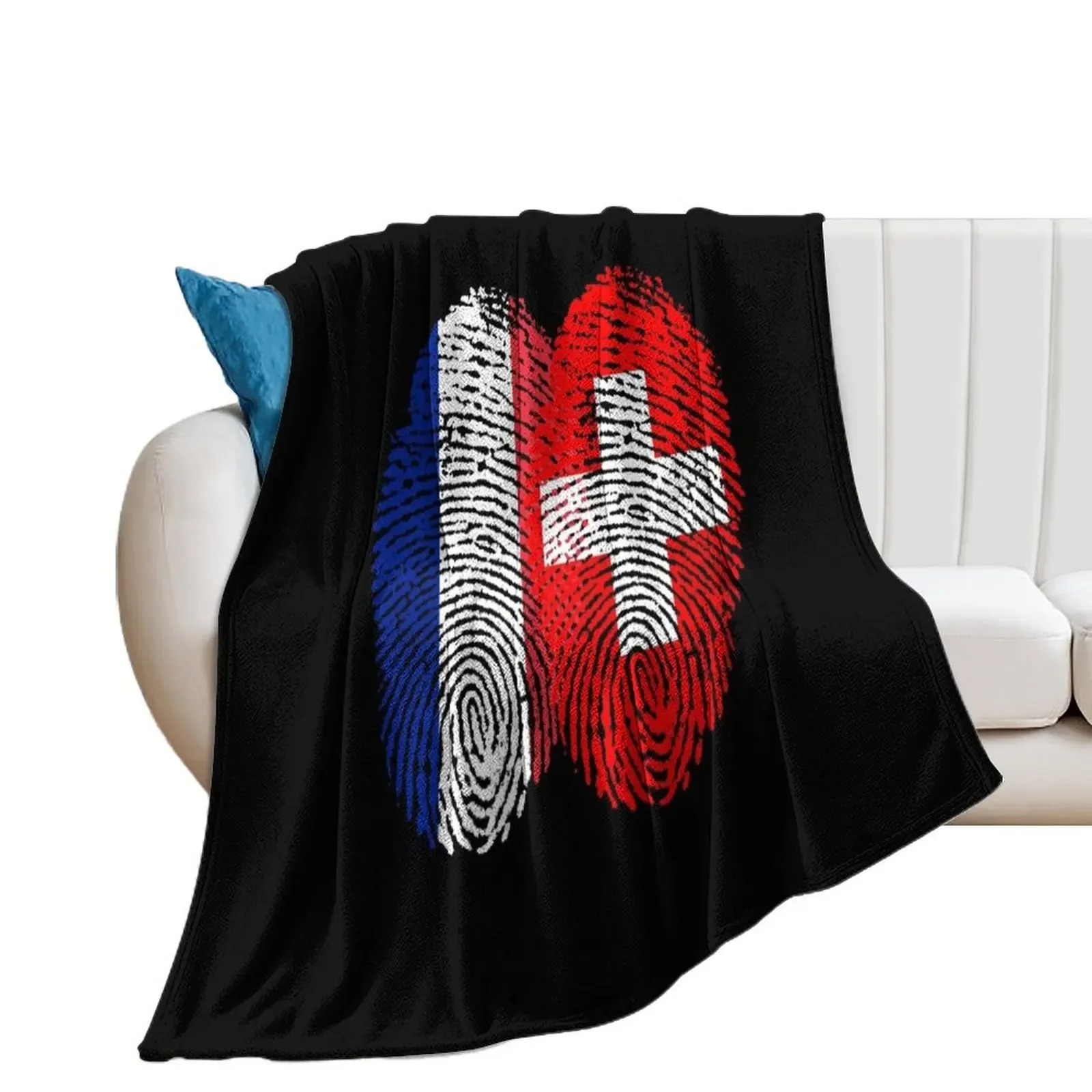 France Switzerland Flags Fingerprint united Throw Blanket blankets ands Flannels Blankets