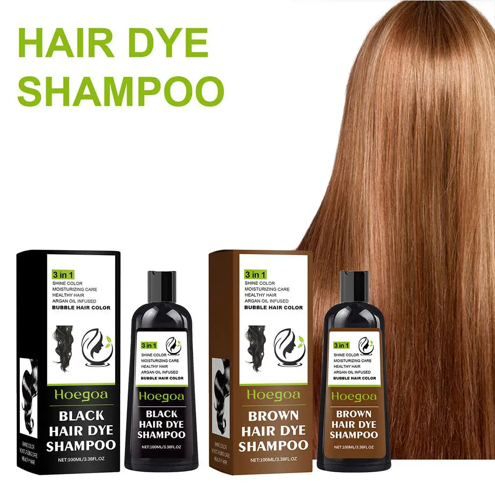 Hair Dyeing Plant Bubble Hairdressing Shampoo Grey Hair Cover Gentle Moisturize Clean Coloring Protection Hair Herbal Ingredient