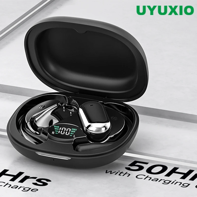 UYUXIO BT 5.4 Wireless Earbuds Open Ear Headphones 50H Playtime Sport Over Earphones OWS Ear Buds with Ear Hooks for Sports
