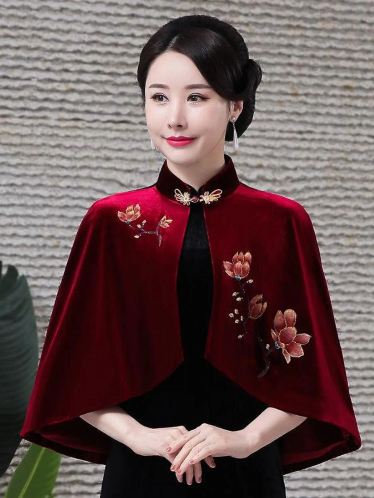 

Faionable Mommy Velvet Wrap ort Jaet Women's Autumn Winter Sle High Collar Cuff Sve Pure Color Outerwear