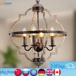 Ganeed Vintage Hanging Chandelier Rustic Luster Farmhouse Metal Chandelier Lighting Distressed Wood Hanging Lamps For Ceiling