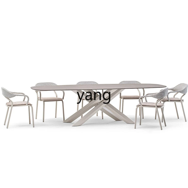 

Lmm courtyard outdoor tables and chairs waterproof leisure furniture aluminum alloy rattan chair