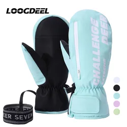 LOOGDEEL-Luvas de esqui de inverno para mulheres, impermeável, à prova de vento, ciclismo, corrida, snowboard, esqui na neve, tela sensível ao toque, antiderrapante, quente