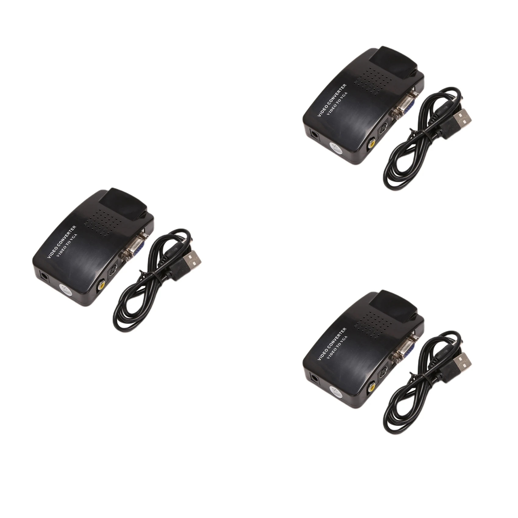 X64A-3X AV To VGA Adapter RCA VGA Converter PC RCA Composite S-Video AV Input To PC VGA LCD Output Converter Switch Box