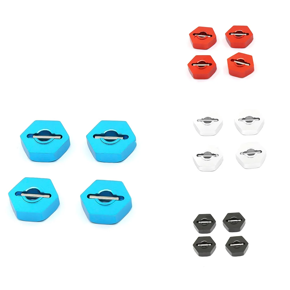 BAAA-4Pcs Metal 12mm Wheel Hub Hex with Pins for Traxxas 1/16 Slash 4WD E-Revo/VXL Summit VXL RC Car Upgrade Parts,A