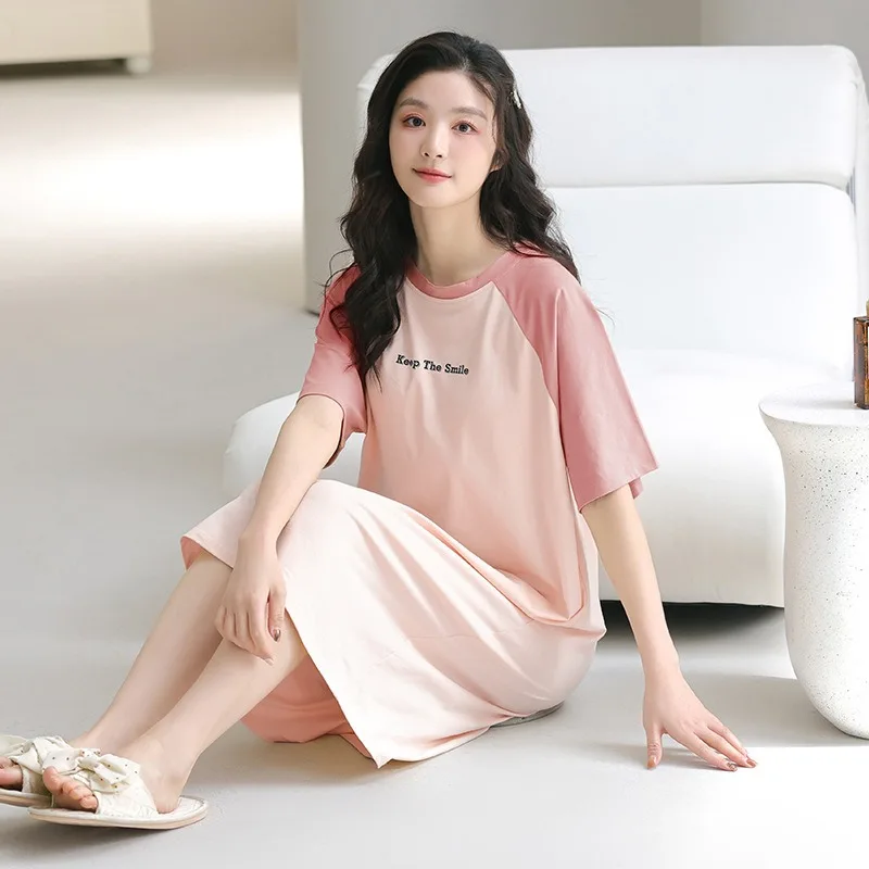 

Women's Nightgown Summer Thin Cool Pajamas Loungewear Breathable Skin-friendly Sweet Can Be Worn Outside