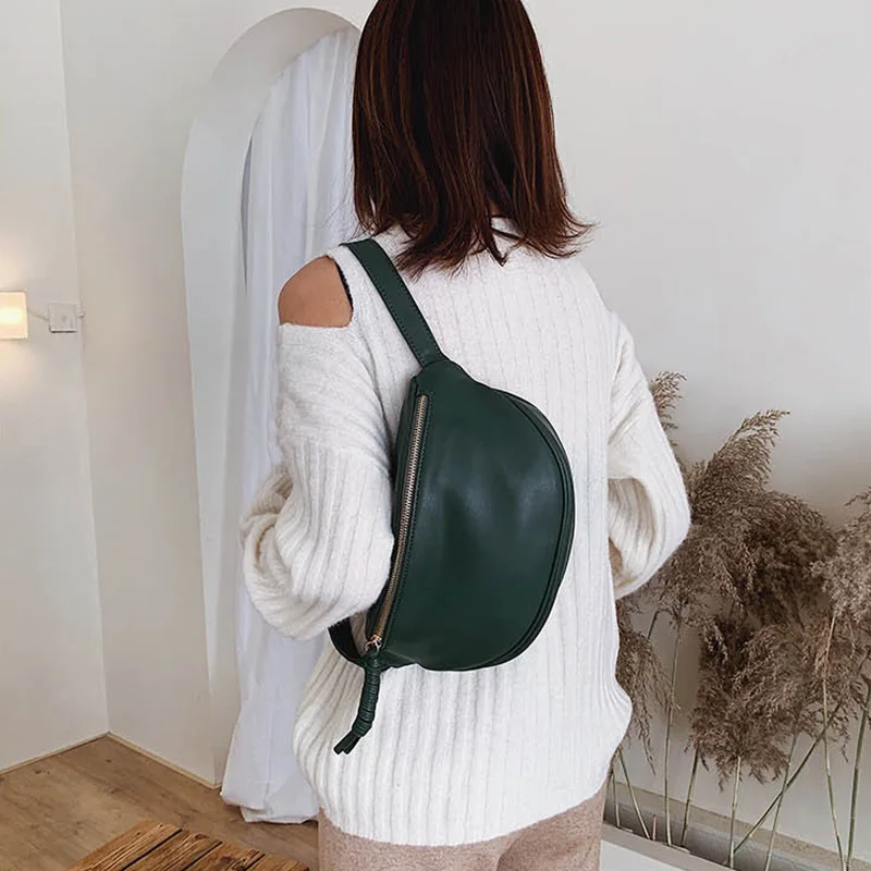 أزياء بسيطة الصدر حزمة لينة جلدية فاني حقيبة مصمم المرأة الخصر حقيبة الشارع الاتجاه الإناث الكتف حقيبة كروسبودي محفظة الهاتف #4