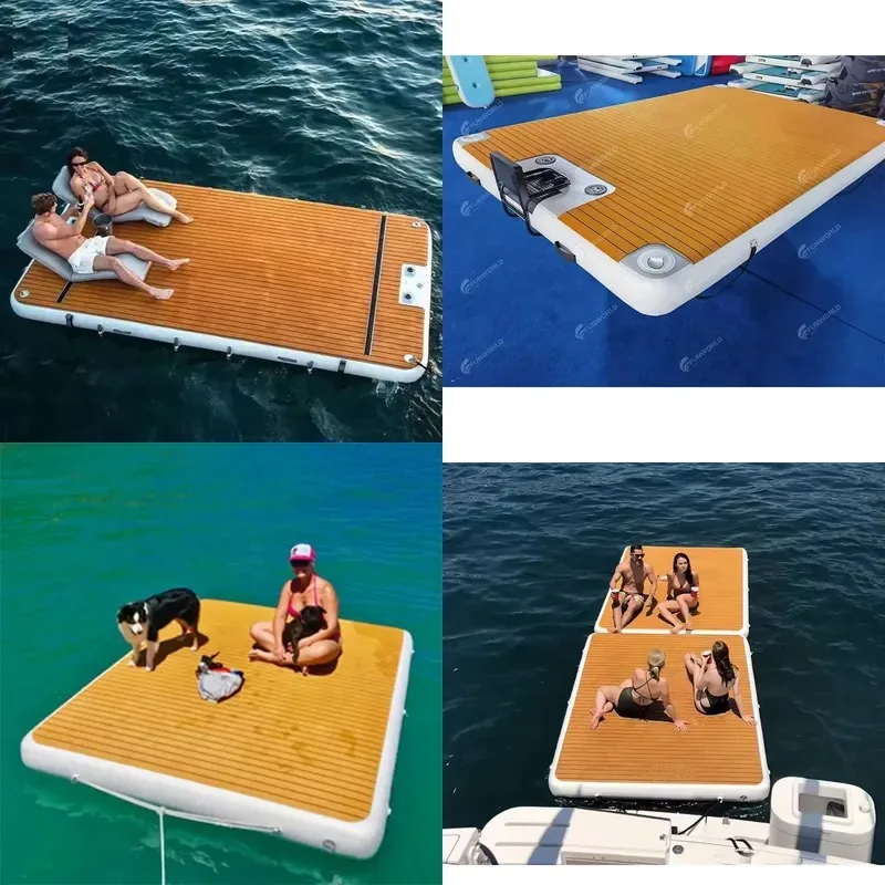 Floating Dock Station Inflatable Pontoon Pier for Water Motor Boat Portable Marine Platform Mooring Systemi