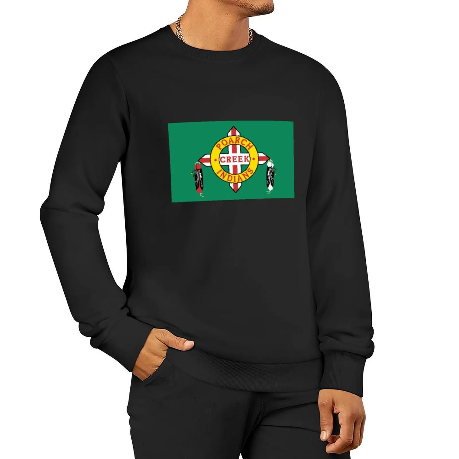 

Flag of the Poarch Band of Creek Indians Pullover Hoodie men wear autumn clothes clothes for men sweatshirt for men
