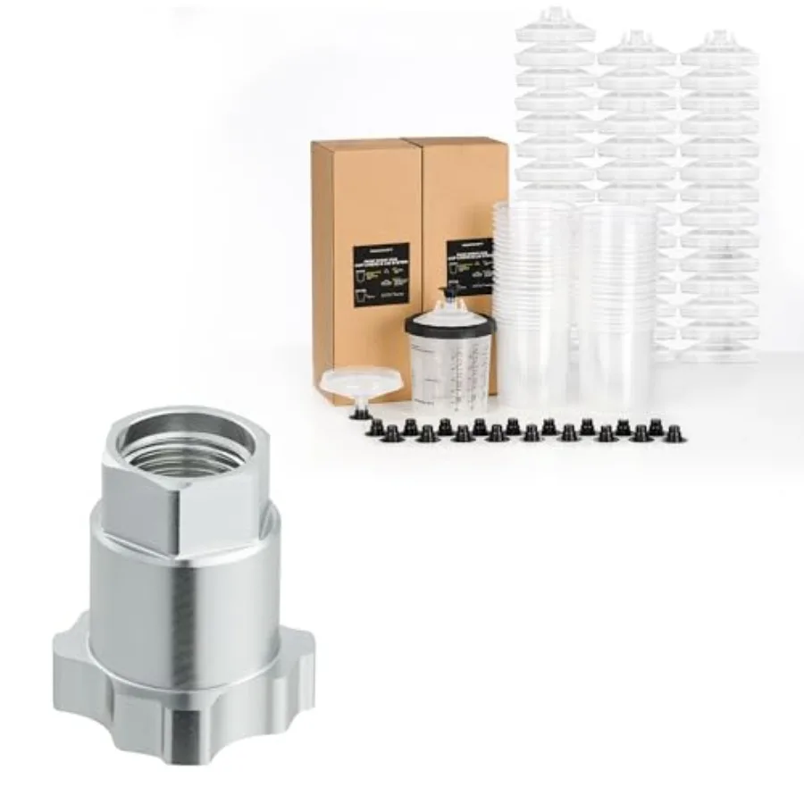 

Одноразовый стакан для краскопульта стандартный, 22 унции (650 мл), комплект + адаптер для краскопульта, совместимый с резьбой 16 мм (женская) и 1,5 мм