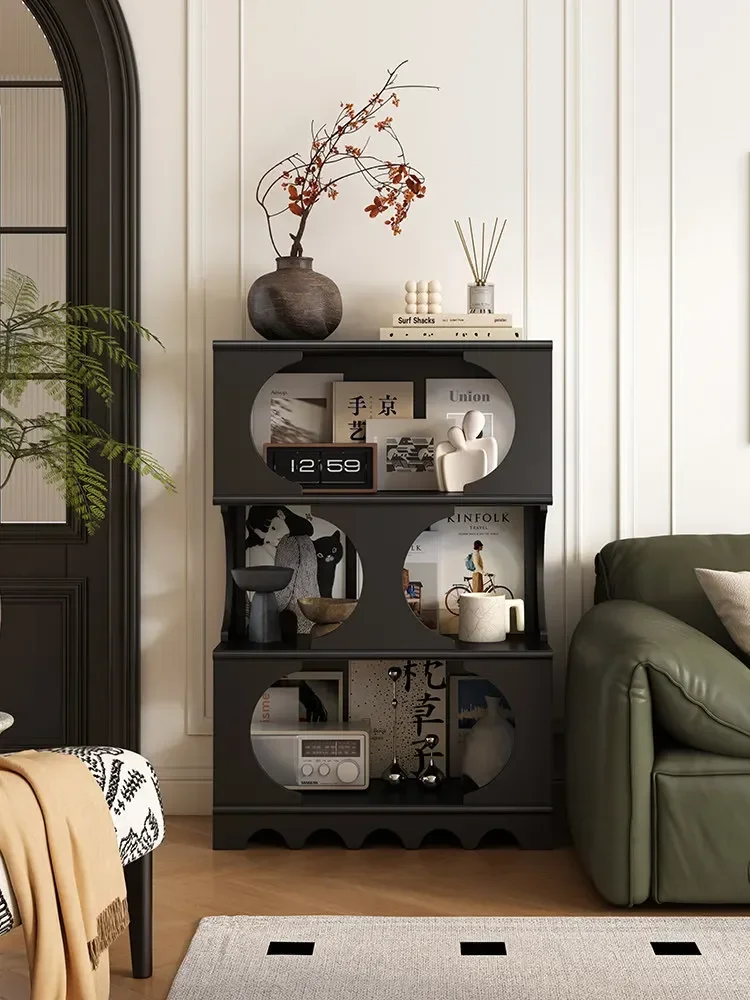 Retro Half-wall Bookcase Living Room Display Medium-ancient Solid Wood Display Cabinetl16