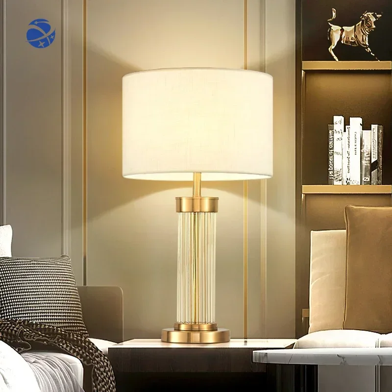 

Hotel Luxury Modern Fabric Lampshade Metal Table Lamp Home Decoration Night Light Bedside Table Lamp