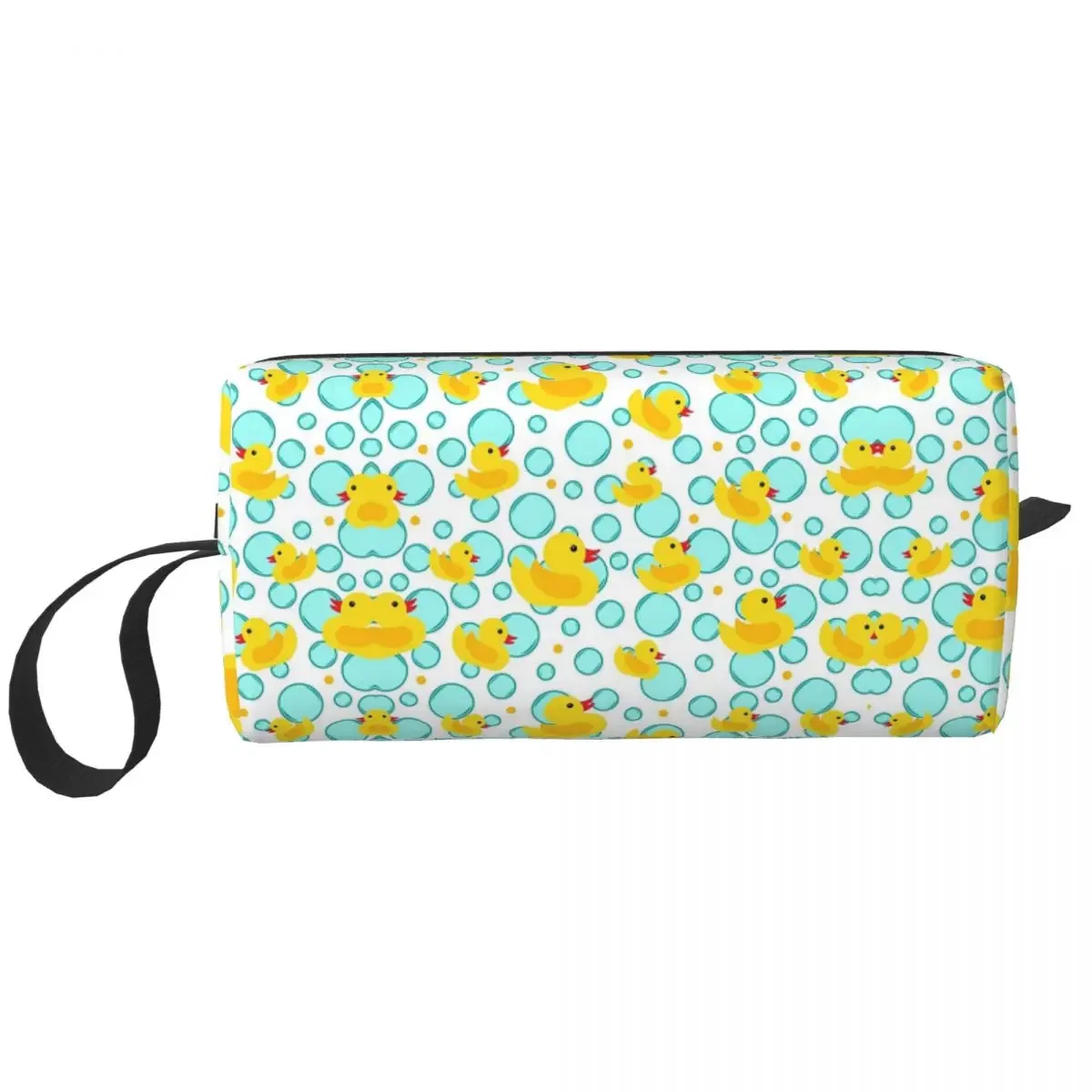 Yellow Rubber Ducks And Bubbles Bathtime Pattern Makeup Bag Cosmetic Dopp Kit Toiletry Cosmetic Bag for Women Beauty Pencil Case