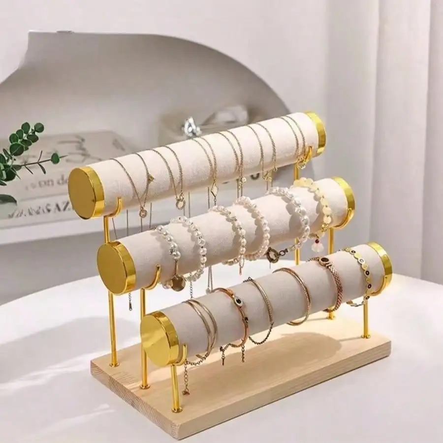 

Velvet Multi-Tier Jewelry Holder, Detachable Metal Rack for Bracelet Watch Vanity Gift