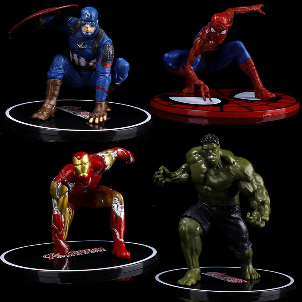 Cute Heroes Avengers Spider Man Captain America Hulk Iron Man Anime Figure Car Ornament Cartoon Model Toys Cake Accessorie Decor