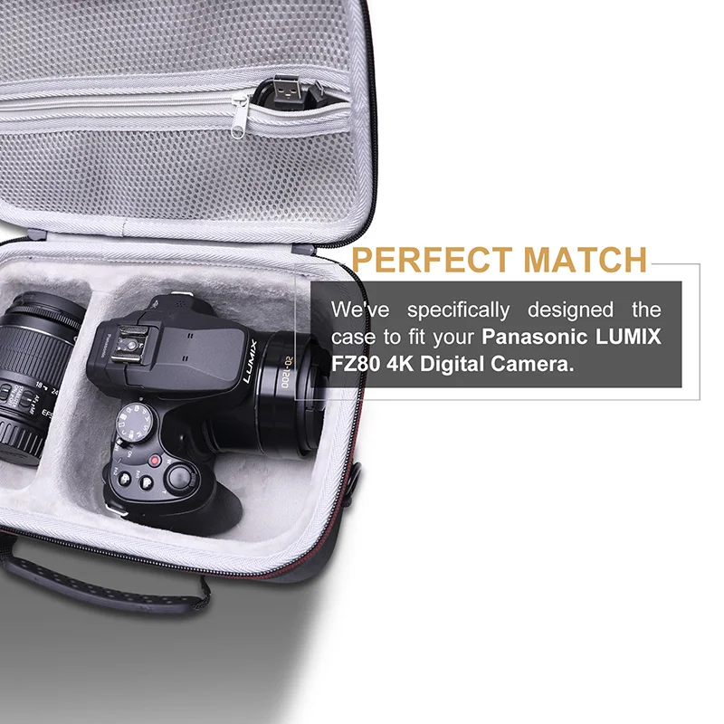 LTGEM EVA Hard Case for Panasonic LUMIX FZ80 4K Digital Camera Travel Carrying Storage Bag for Panasonic LUMIX FZ80