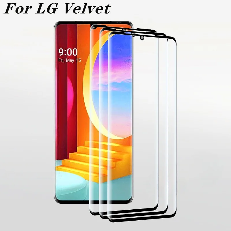 Protecteur d'écran pour LG Velvet 5G Guatemala Glass 9D, film avant anti-rayures, couverture complète, 3 pièces