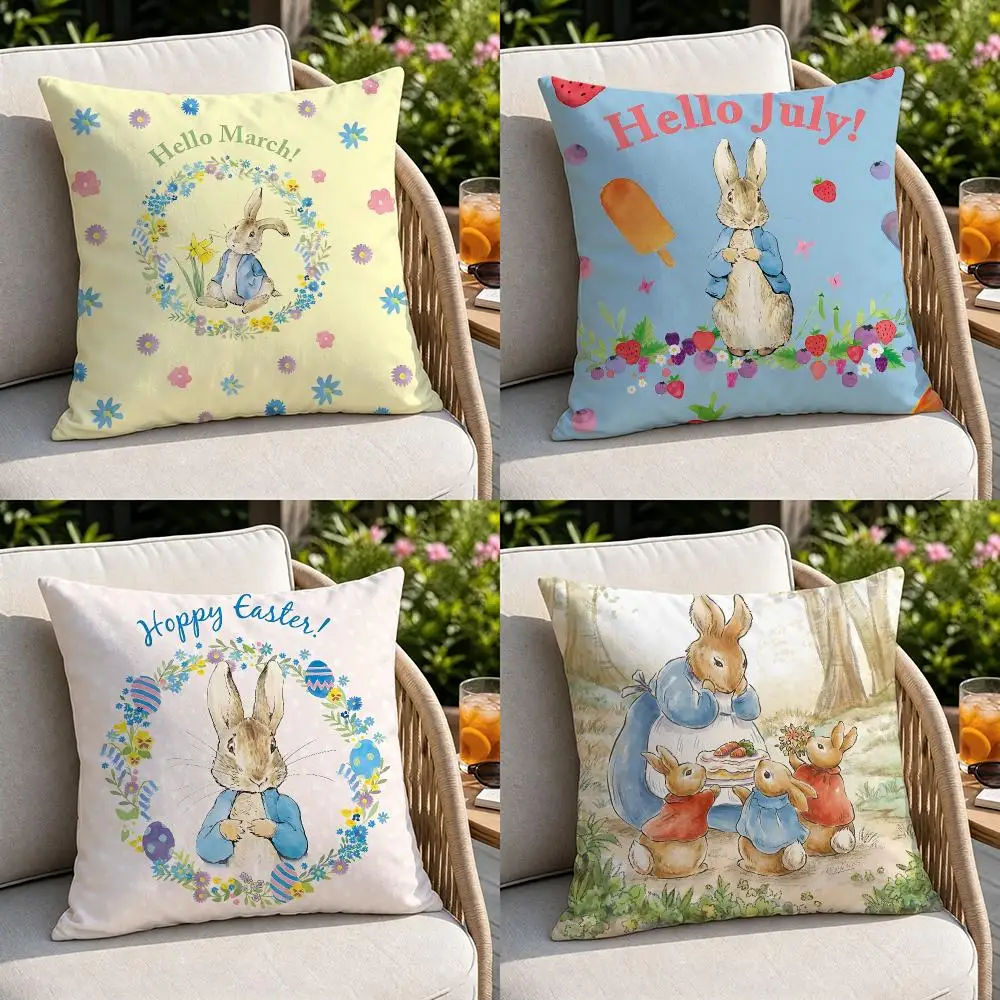 IP Peter‑Rabbit Cushion Cover Soft Square Throw Pillow Covers Set for Sofa Bedroom Car Home Decoration