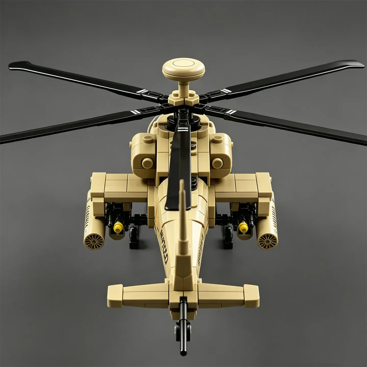 The U.S. Army's Main Tank-Killer Helicopter— Toy MOC Figurine AH-64 Apache Helicopter Gunship Building Blocks Model