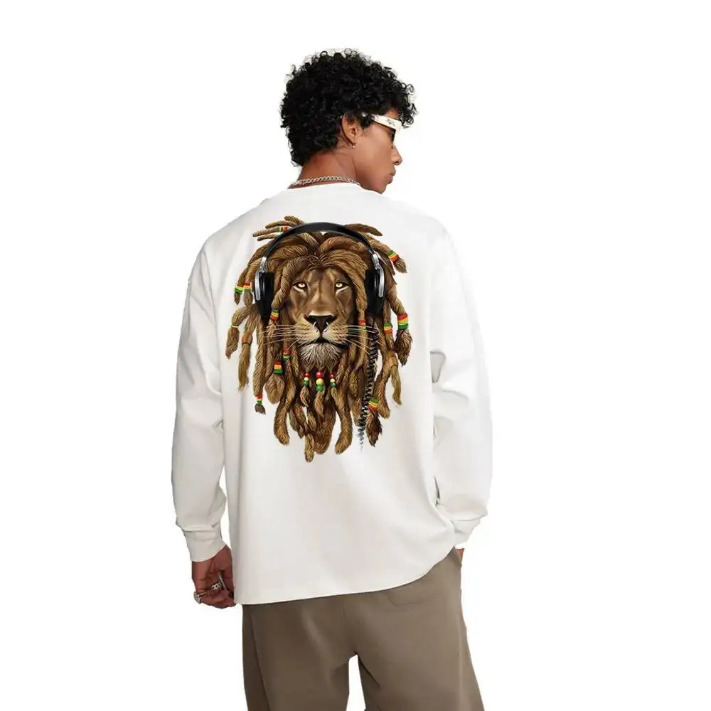 Mighty Lion Heat Transfer T-shirt Printed Stickers Iron On Men\'s Sweatshirt DIY Decoration Ironing Vinyl Transfer Stickers