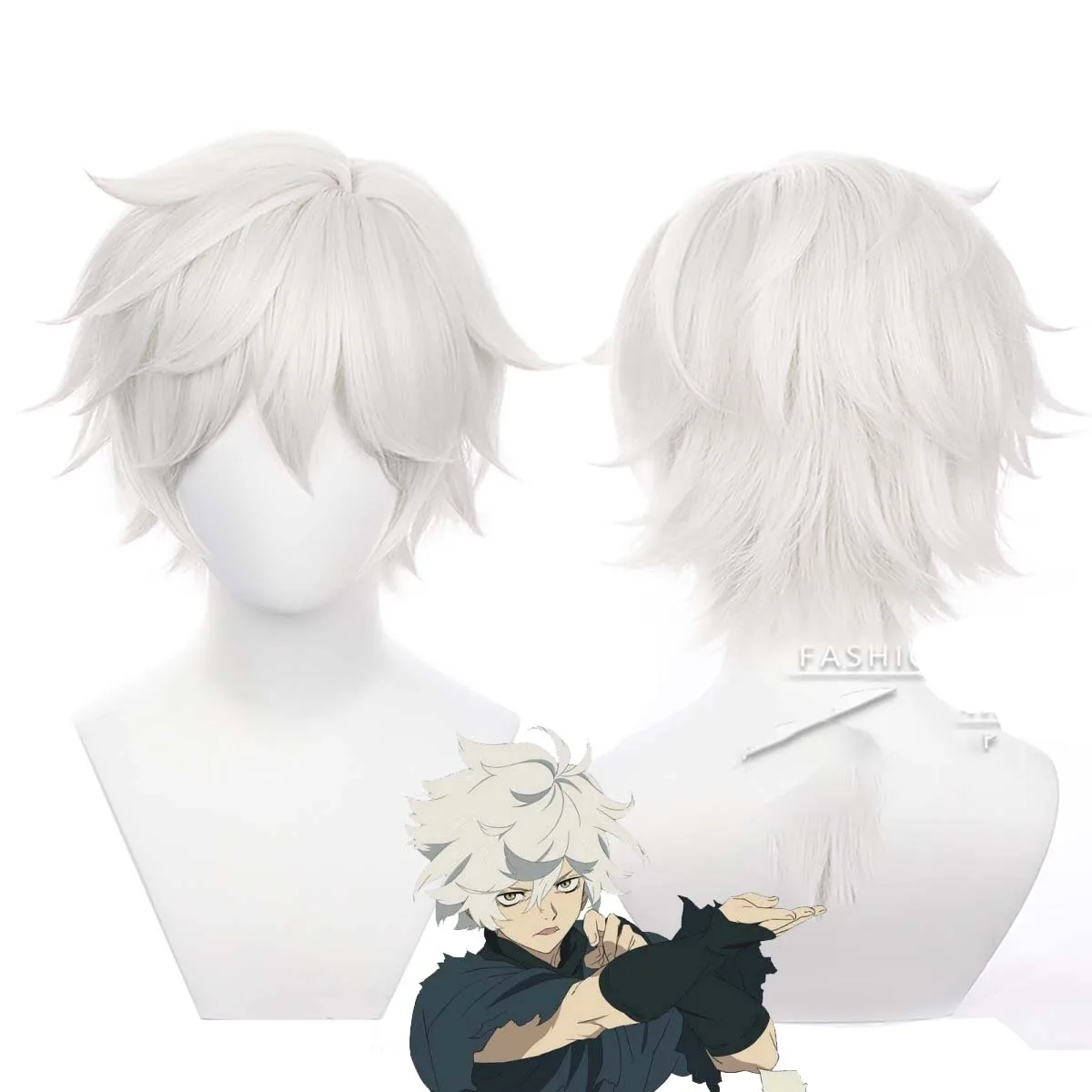 

Реквизит для костюма на Хэллоуин: парик для косплея Габимару из аниме «Адский рай», серебристо-белый, термостойкий, из синтетических волос