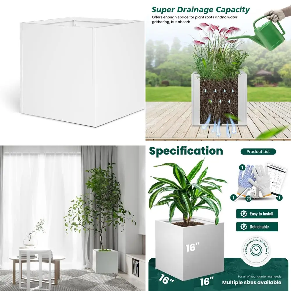 

стоит 9 галлонов высоких круглых горшков, набор из 2-14 дюймов диаметром x 21 дюйм h, цветочные горшки с каменной отделкой, внутренний декоративный контейнер, сад, патио, un