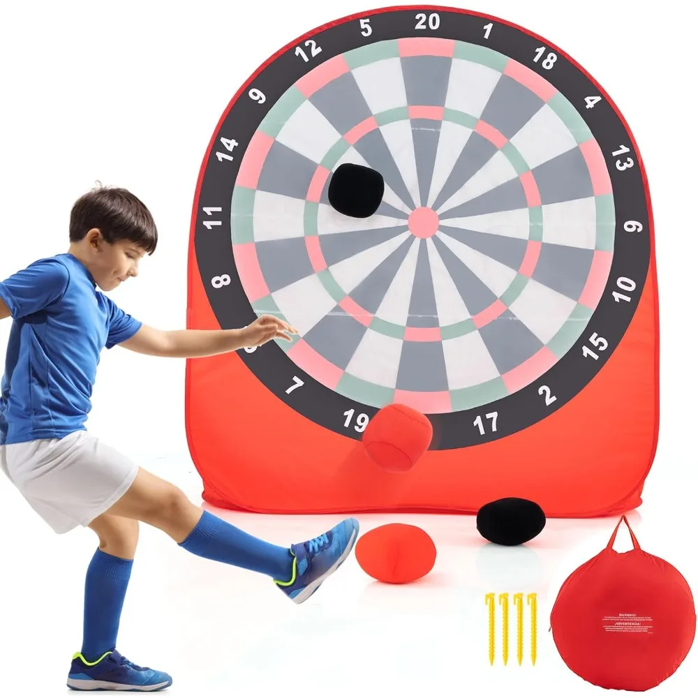 

Giant Dart Board w/ 4 Kick Balls, Carrying Bag, Foldable Portable Throw & Kick Soccer Target Games for Kids Adults Family Outdo