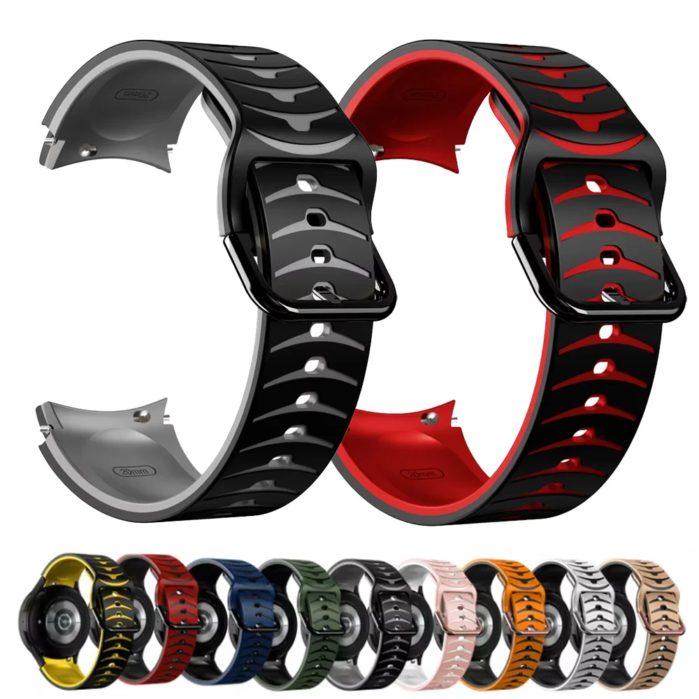No Gap Two-color Silicone Strap for Samsung Galaxy Watch 7/6/5/4 40mm 44mm Pro 45mm Bracelet Band Watch 6 Classic 47mm 43mm Band