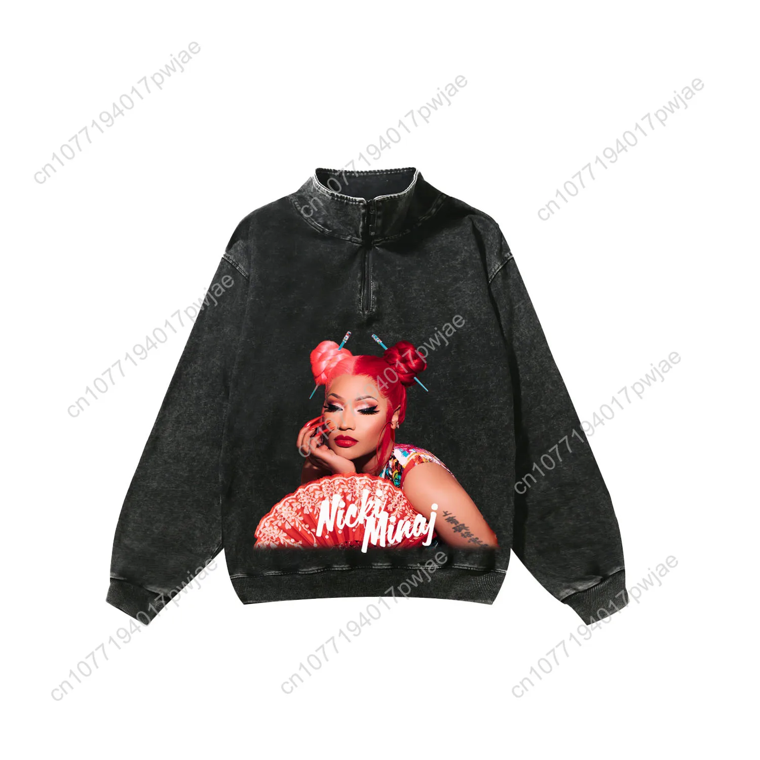 Hot Rapper N-Nicki Minaj Custom Retro Sweatshirt Mans Womans Half Zipper Vintage Sweat Shirt Photo Custom Made Tops