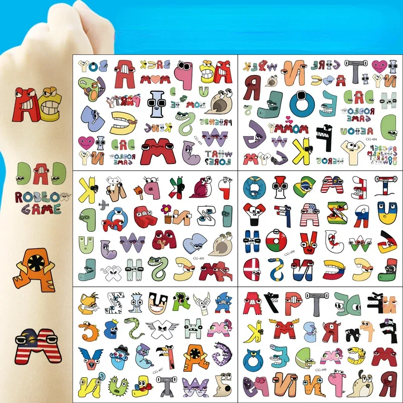 Legend of Letters Tattoo Stickers Waterproof Cute Sticker Funny Anime Birthday Party Supplies Decoration For Kids Women Men Gift