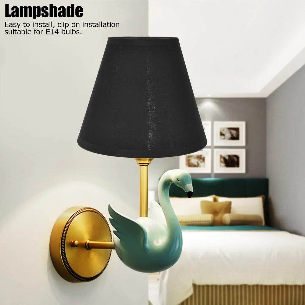 6PCS Modern Black&Gold Lampshade Fabric Clip On Design Lamp Cover Lightweight Chandelier Lamp Shades Floor Pendant Light