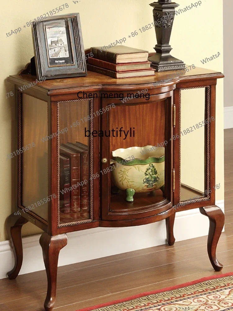 

ss7304 Classical French Brown Paint Small Side Cabinet Mahogany High-End Sideboard Cabinet American Storage Entrance Cabinet