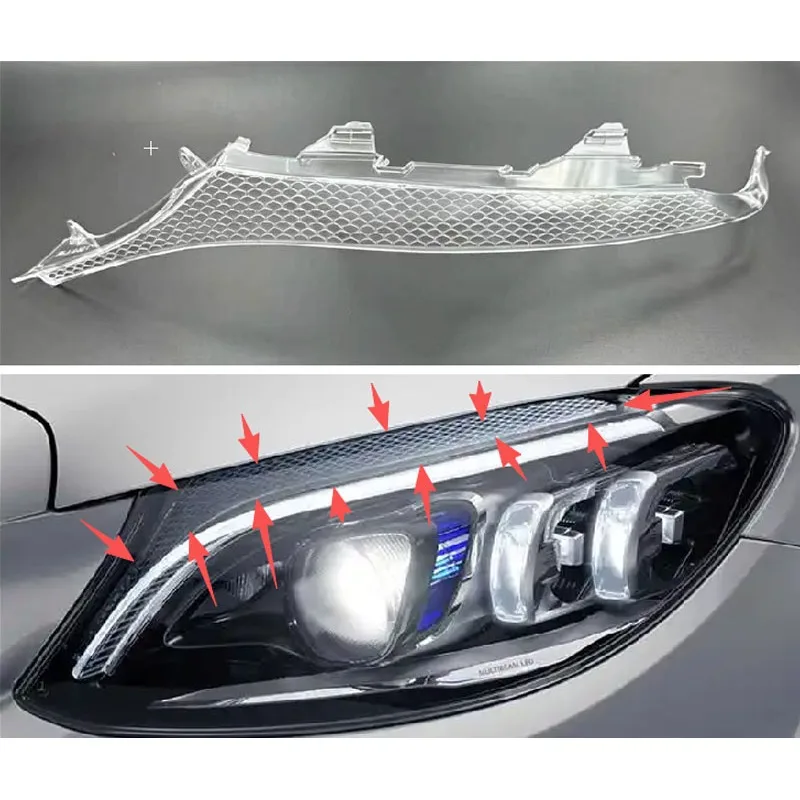 2019-21年型ベンツcクラスw205用デイタイムランニングライトガイドプレート、ハイエンドw205ヘッドライトアイブロウプレートライトガイド