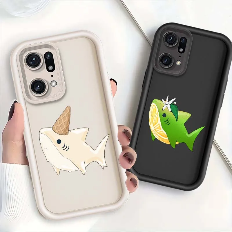 Cute Shark Art Creations Cover For OPPO A58 A77 A77s A57e A57s A57 A55 A53s A53 Pro 4G Eye Ladder Phone Case