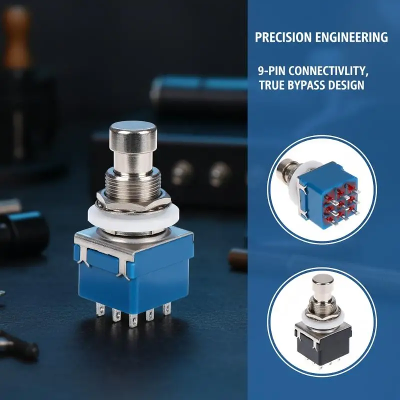 9 Pin 3PDT Latching Button Switch Direct Conversion True Bypass Foot Switch For Guitar Effects Pedal Stomp Box