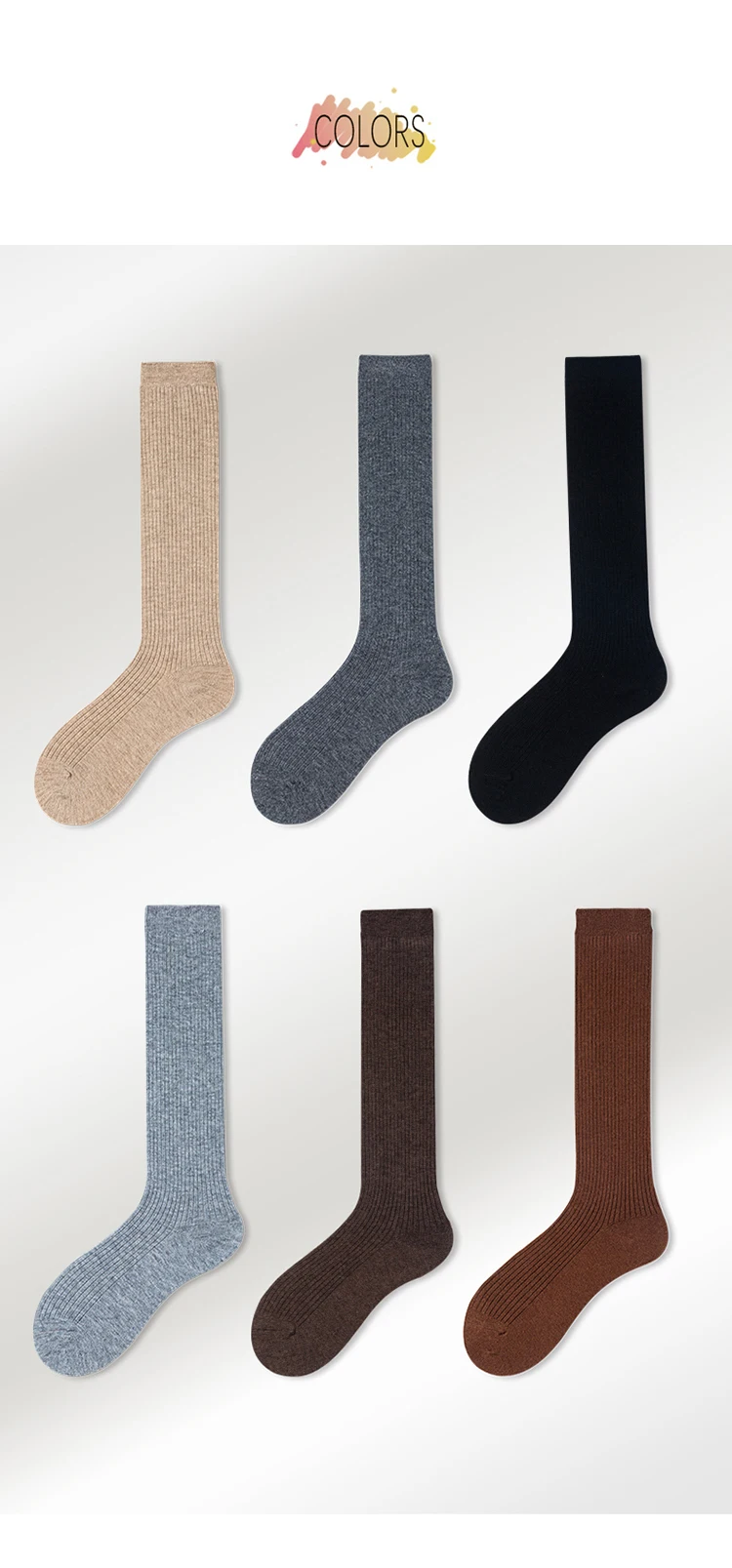 Wollmischung, knielange Socken für Damen, gestrickte, kniehohe Socken, gerippt, warm für den Winter, lässig, feines Garn, 1 Paar, weiche Strümpfe, ideal für die Feiertage. – Detail 9
