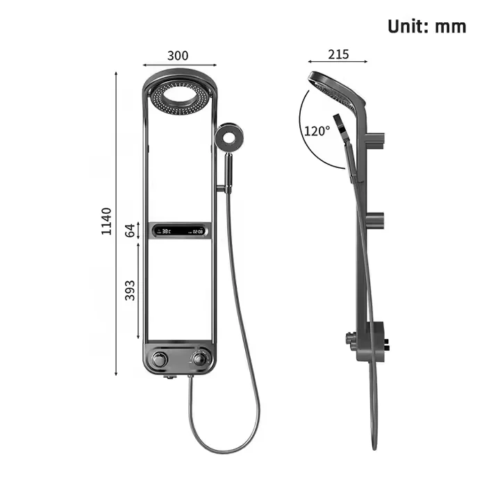 Modern Bathroom Smart Thermostatic Shower Set with Digital Display Attractive Round Plastic Brass Jet Faucet Shower Kit for Sale