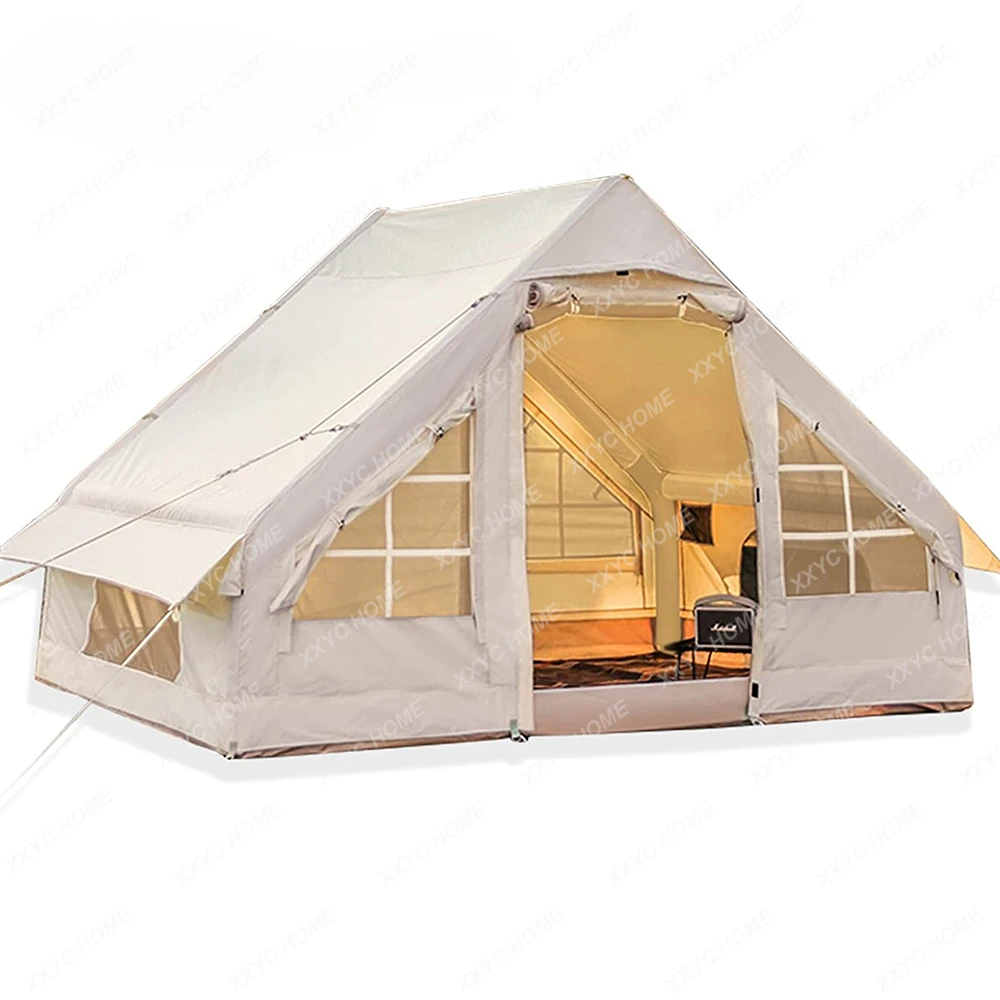 

Glamping Canvas Inflatable Outdoor Camping, Customized Luxury Polyester Air Family Tunnel Tent