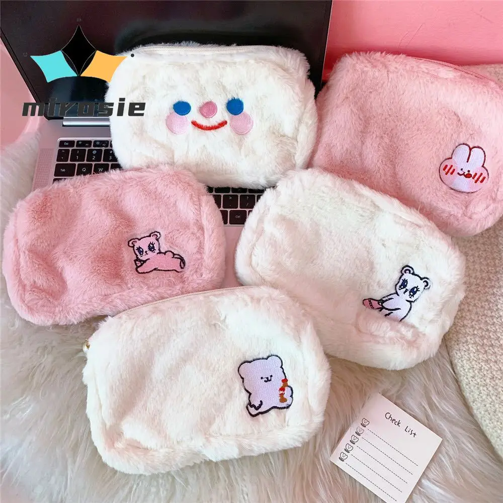 

MIROSIE-Cute Plush Rabbit Makeup Bag, Kawaii Cosmetic Bag, Fluffy Organizers, Cute Travel Toiletry Pouch