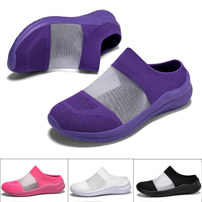 

Fashionable Half Slippers Women's Walking Shoes New Anti Slip Sports Shoes Lightweight Breathable Casual Mesh Slippers 36-43