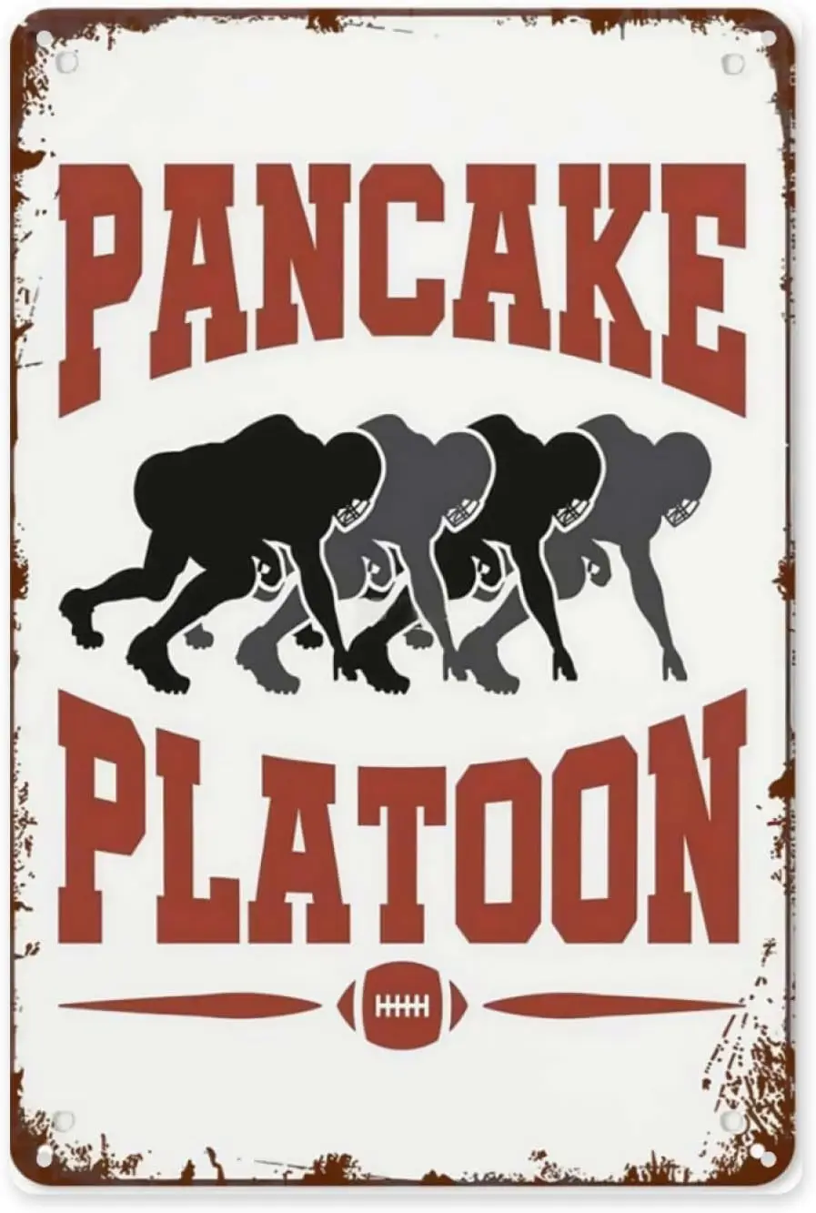 wall decor living room Pancake Platoon Football Offensive Lines retro sign Cute Retro Tin Sign for Indoor Wall Decor,Funny &
