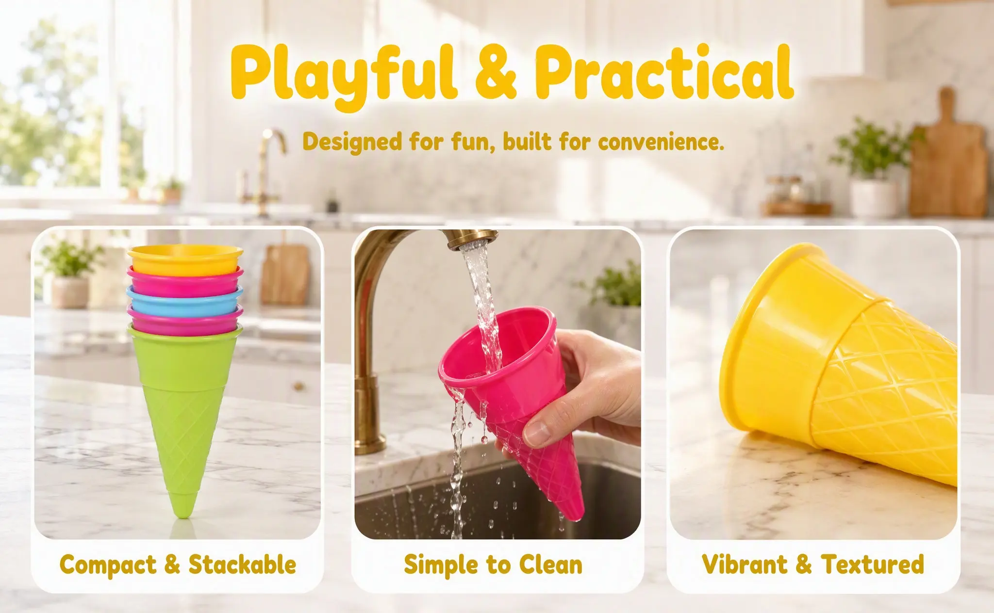 1Set Children Beach Scoop Ice Cream Cone Set 5 Cone Colors 1 Scoop Sand Play Outdoor Kids Beach Toys Ice Cream Cup Toys