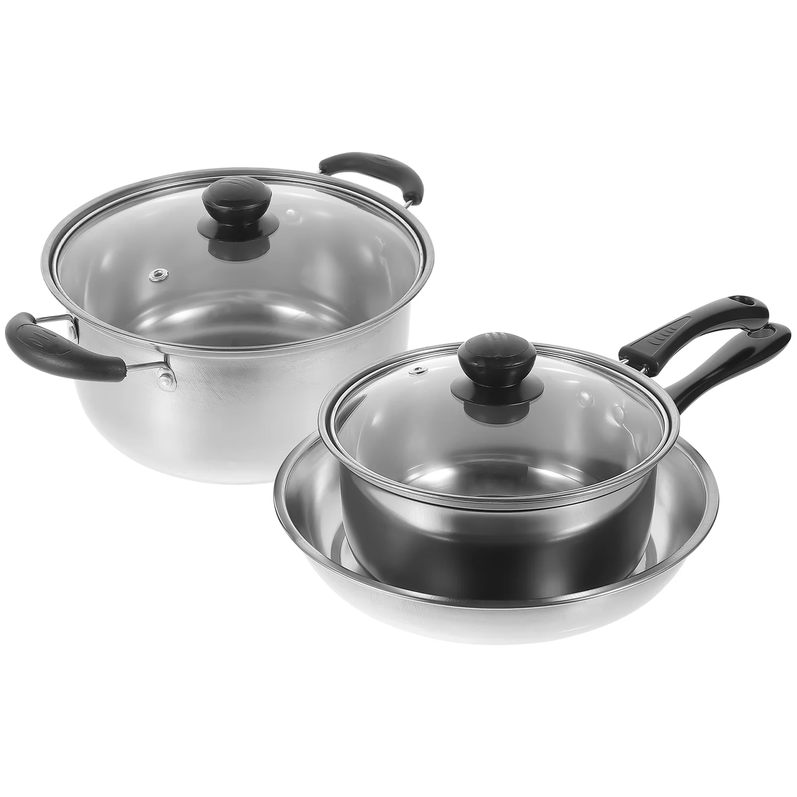 

Frying Pan Stainless Steel Pot Set Cooking Stockpot Multifunction Sauce with Lid Small Saucepan Pots Lids Soup